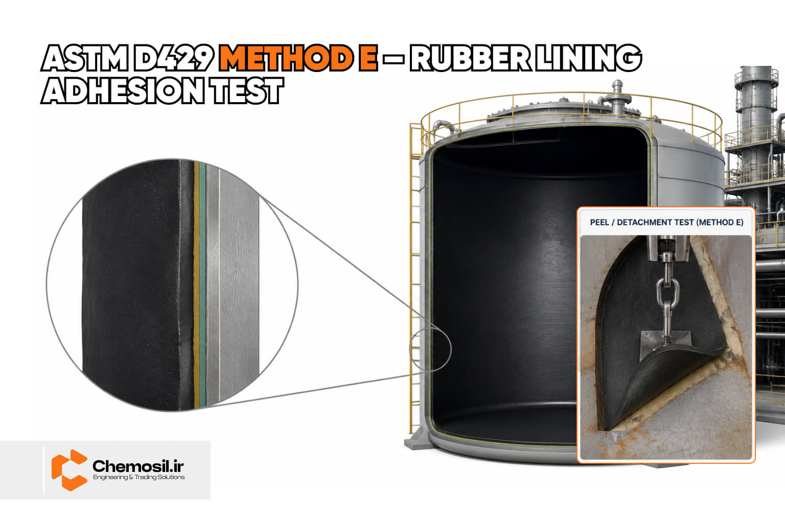 Rubber Lining مخزن در ASTM D429 Method E